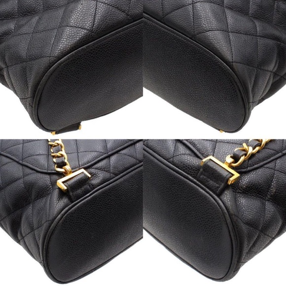CHANEL Vintage Quilted Black Backpack with Gold Accents 24K Gold Plated Hardware